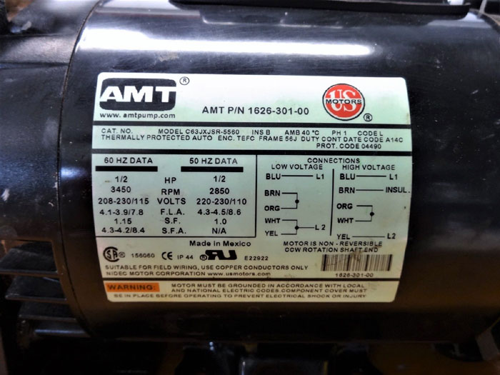 AMT 388F-97 CENTRIFUGAL PUMP 1626-301-00 W/ 1/2 HP MOTOR