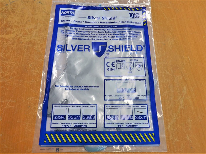 NORTH SSG/11 SILVER SHIELD CHEMICAL RESISTANT GLOVES, SIZE 11 - 40 PAIRS