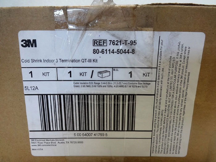 3M Cold Shrink 7621-T-95 Indoor Termination QT-III Kit