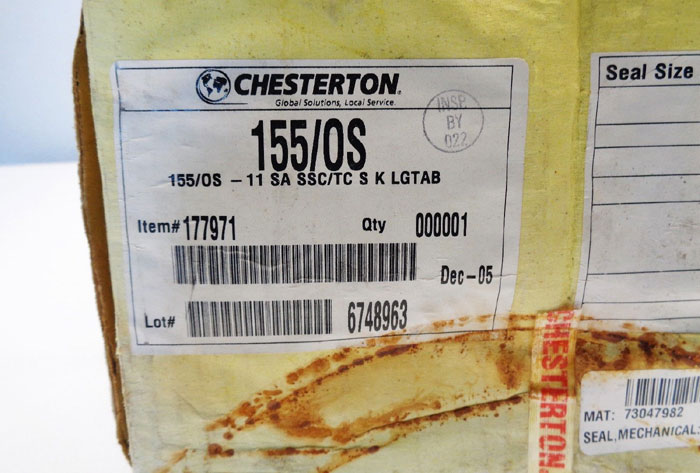 Chesterton 1.375" Mechanical Seal Single Cartridge 155/0S 11 SA SSC/TC S K LGTAB