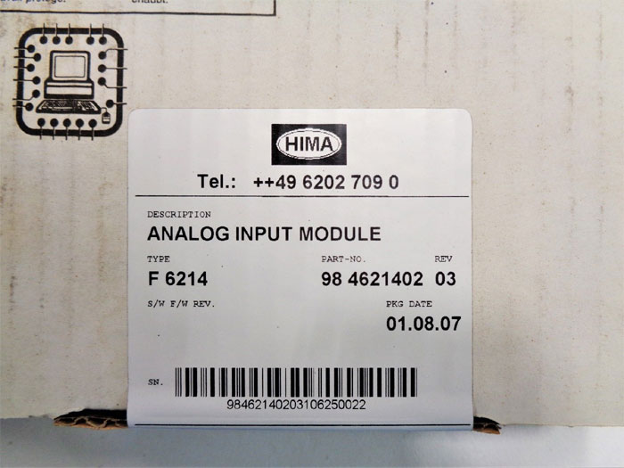 Hima F 6214 Analog Input Module 98 4621402 **Factory Sealed**