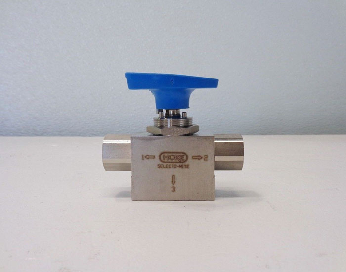 Hoke Selecto-Mite 3-Way 1/4" Ball Valve, Stainless 7165F4Y- DOPAK **LOT OF (2)**